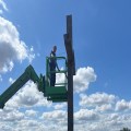 Farmers straighten St Benet's Cross of Peace